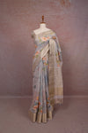 Bluish Grey Semi Chanderi Saree