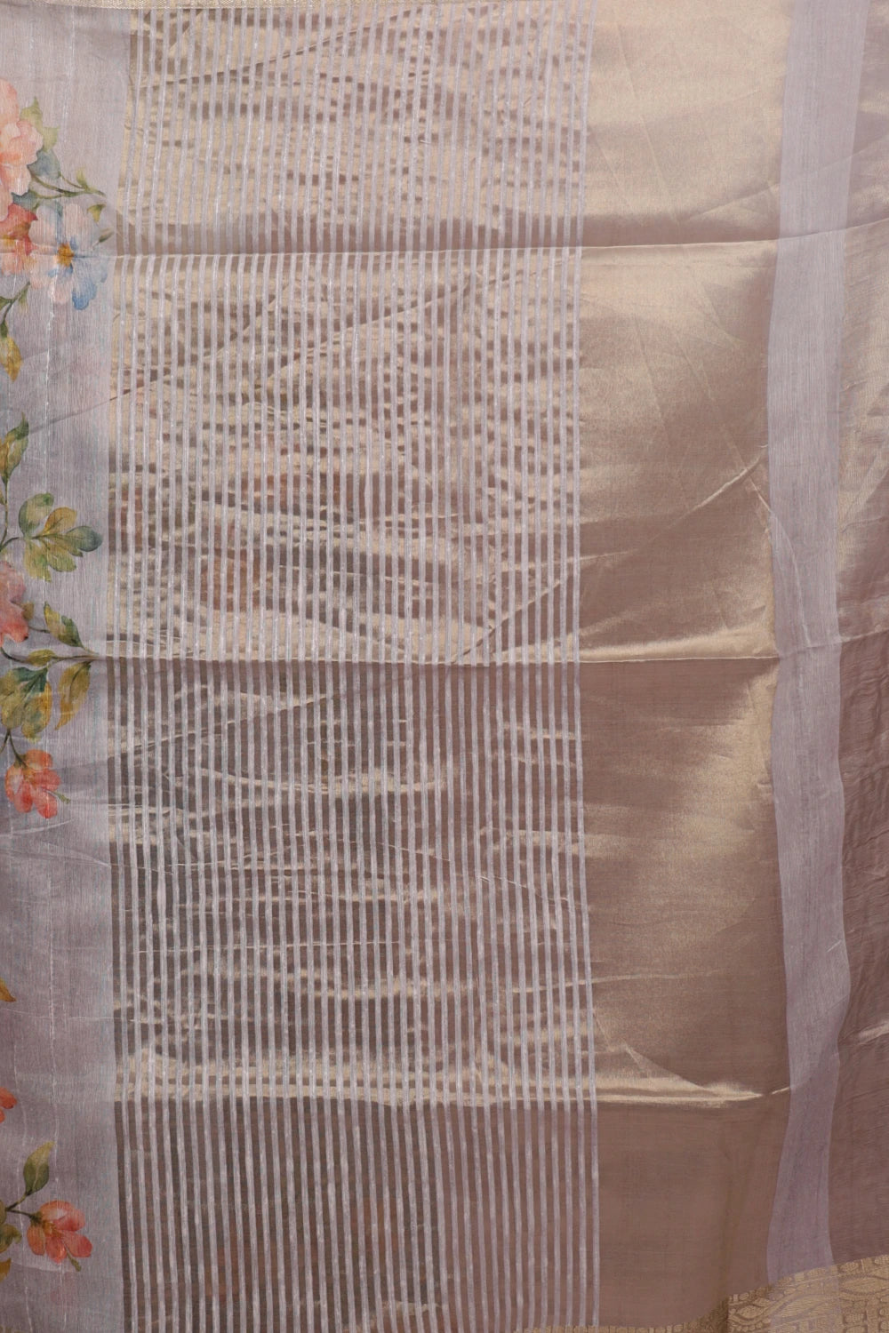 Bluish Grey Semi Chanderi Saree