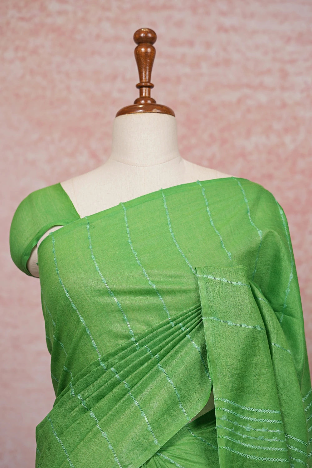Parrot Green Semi Tussar Saree