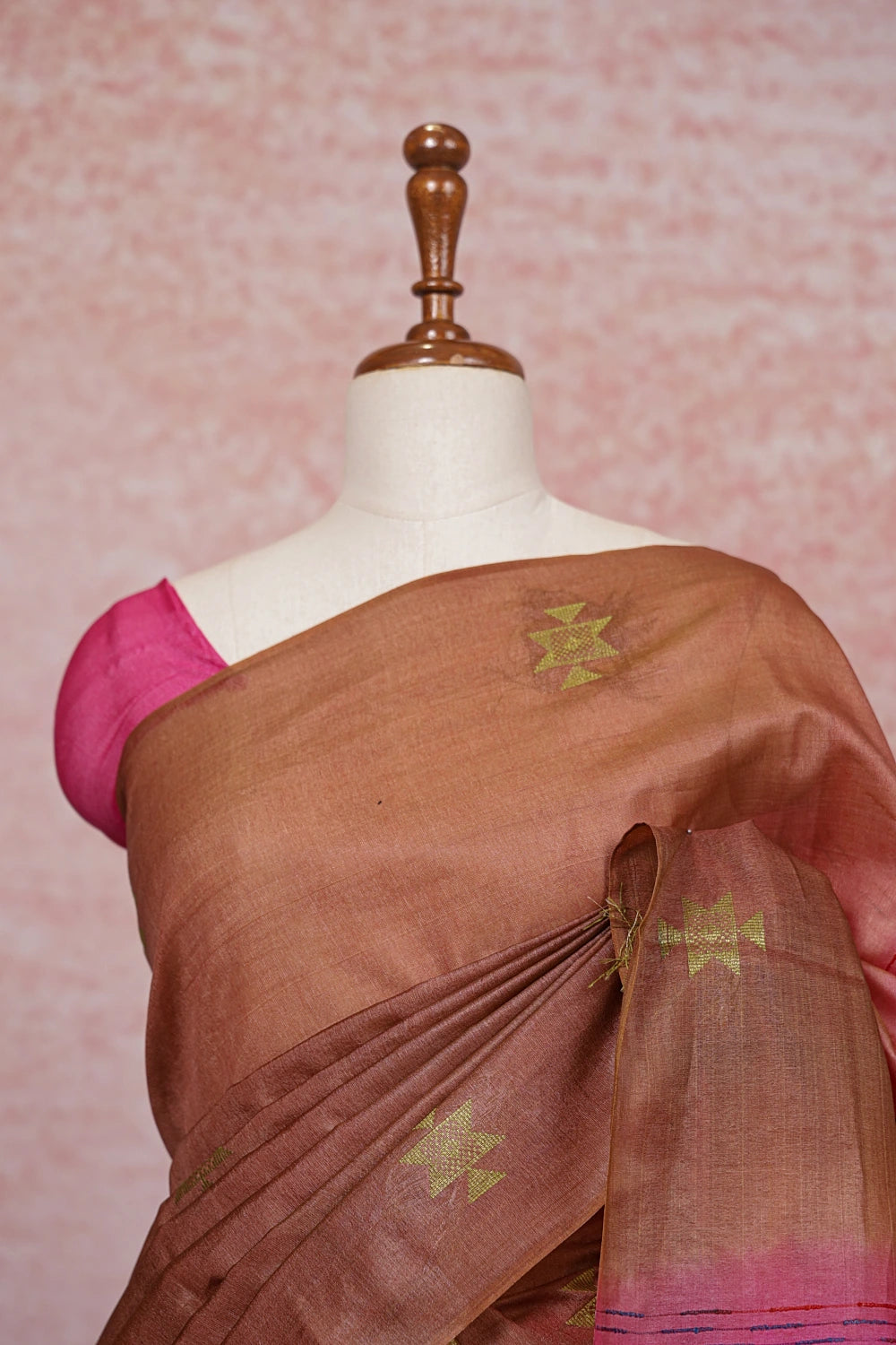 Light Brown Tussar Silk Saree