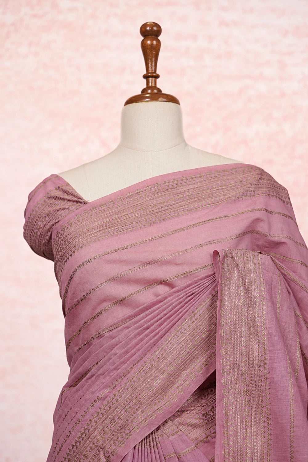 Salmon Pink Semi Tussar Saree