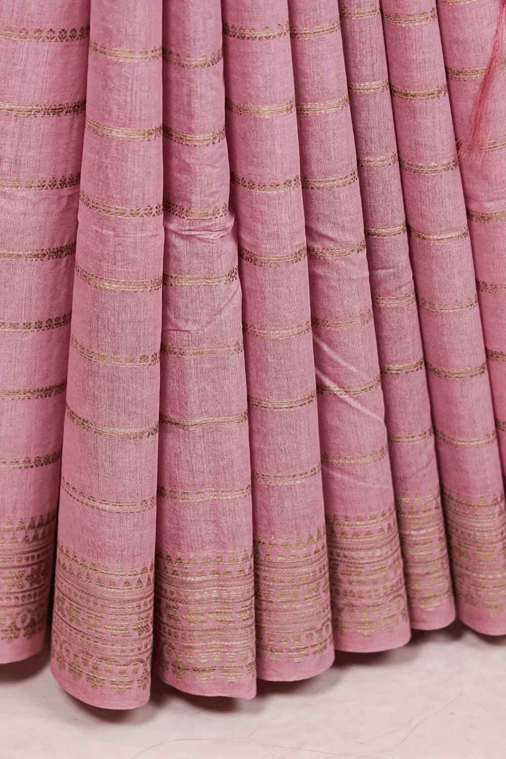 Salmon Pink Semi Tussar Saree