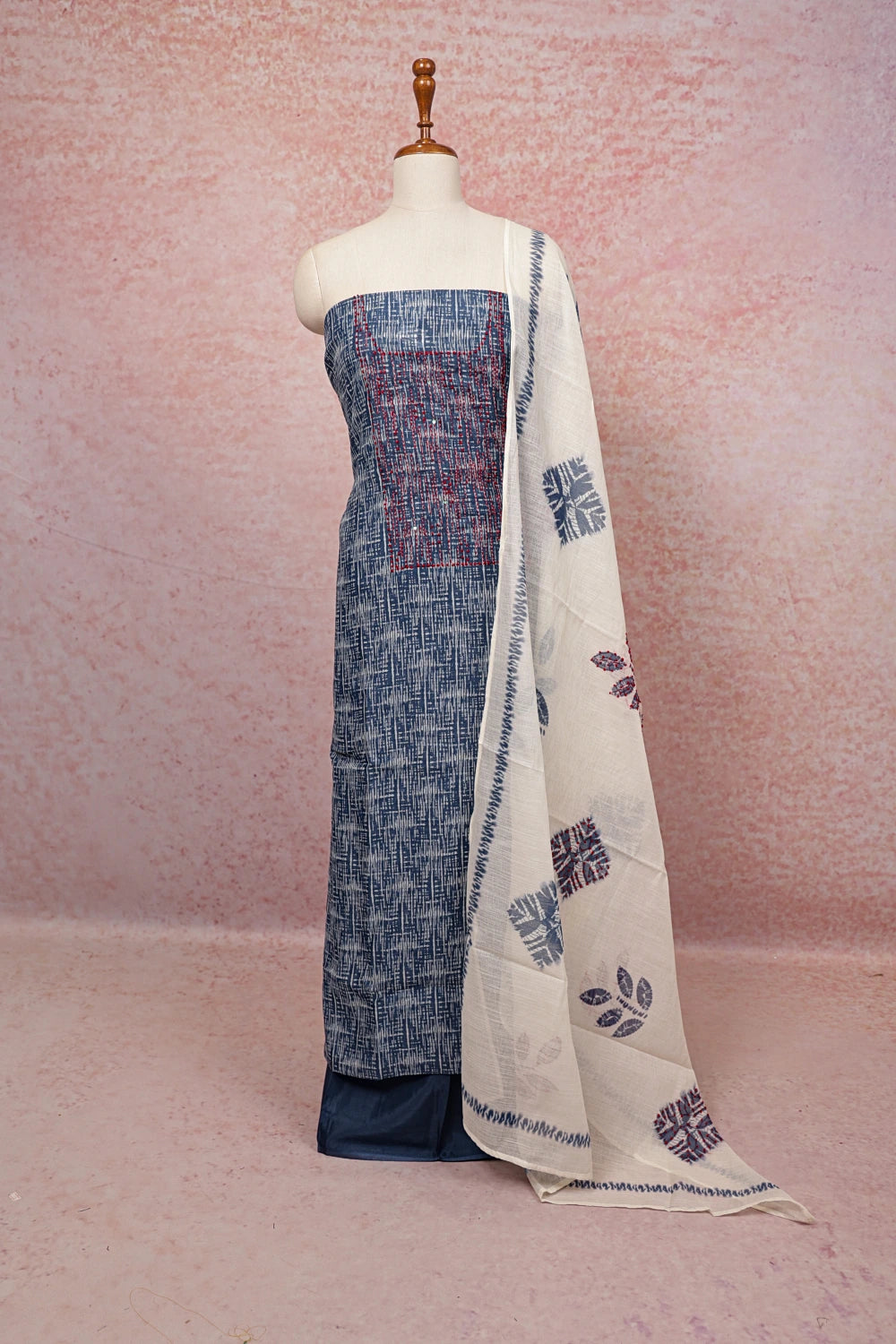 Ash Chanderi Printed Unstitched Churidhar Material