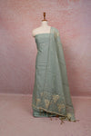 Pastel Green Chanderi Thread Work Unstitched Churidhar Material