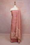 Dusty Rose Chanderi Printed Unstitched Churidhar Material