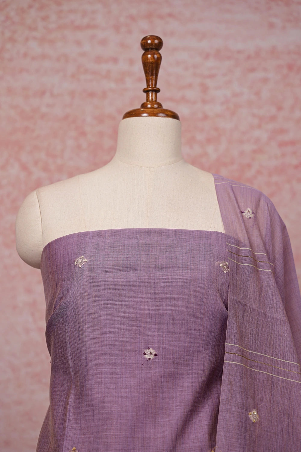 Lavender Chanderi Printed Unstiched Churidhar Material