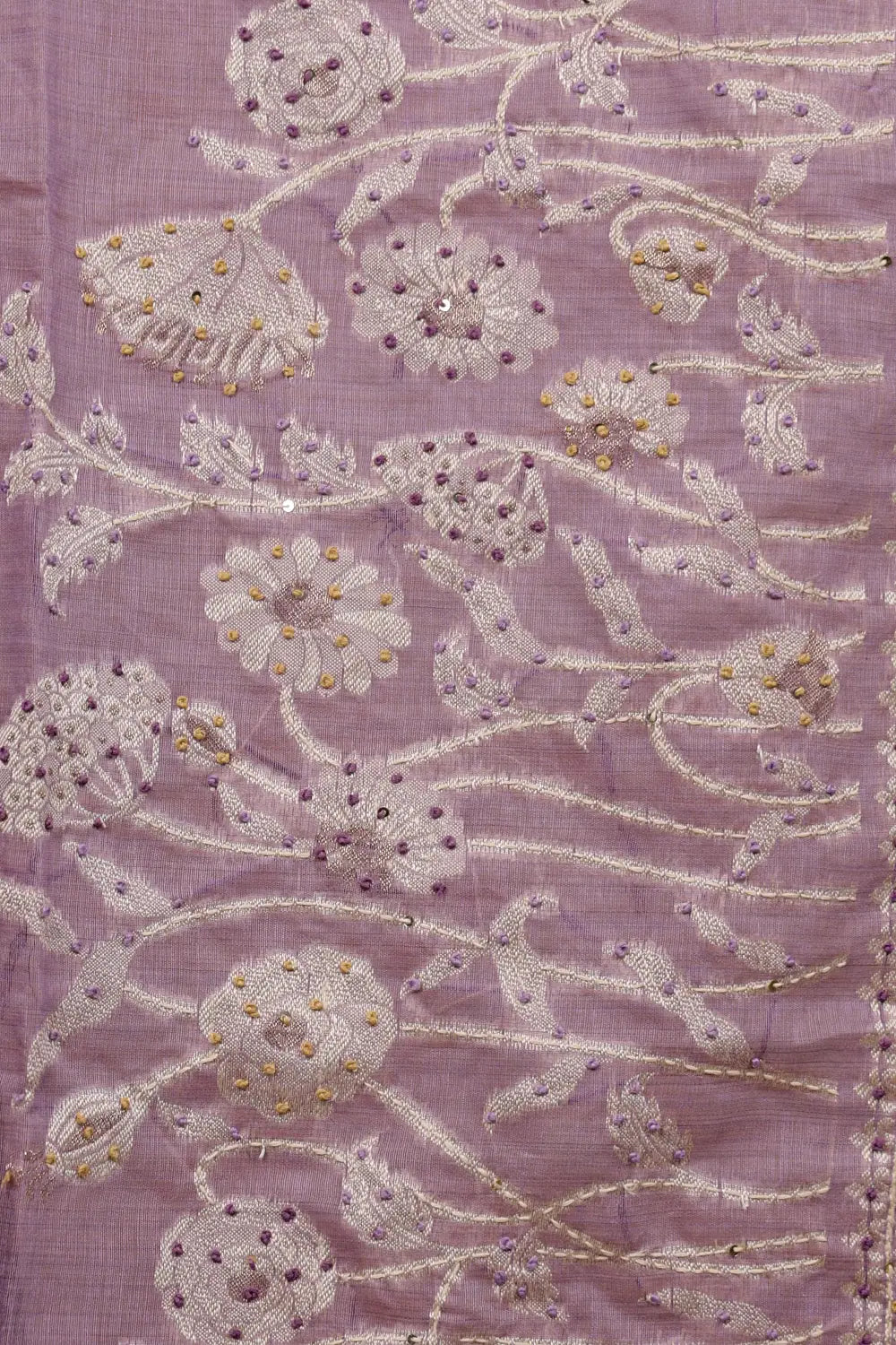 Lavender Chanderi Printed Unstiched Churidhar Material