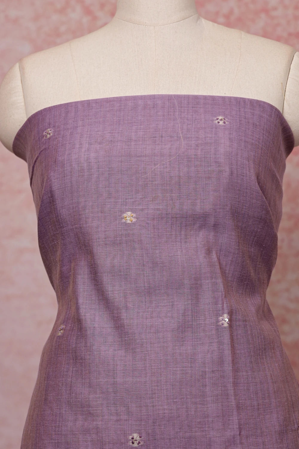 Lavender Chanderi Silk Thread Work  Unstitched Churidhar Material