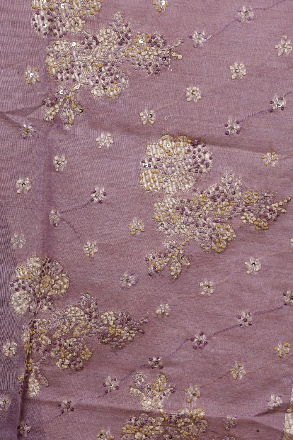 Lavender Chanderi Silk Thread Work  Unstitched Churidhar Material