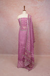 Lavender Chanderi Printed Unstitched Churidhar Material