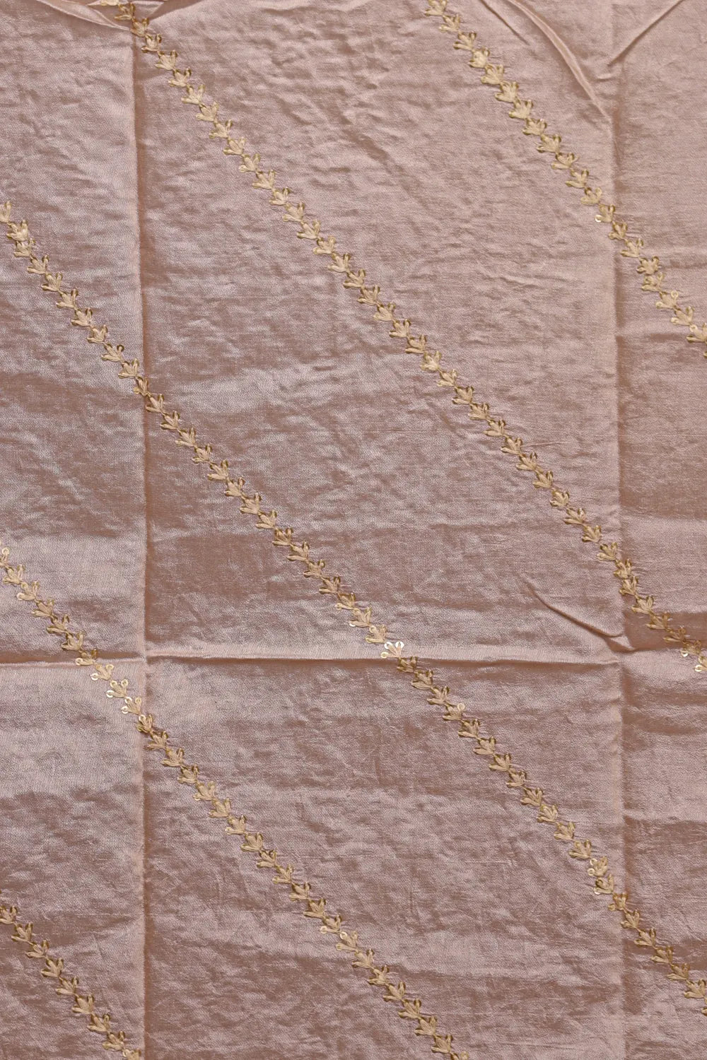 Rose Gold Semi Jute Beads Work Unstitched Churidhar Material