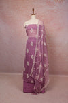 lavender Crush Organza Thread Work Unstitched Churidhar Material