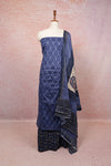 Blue Cotton Thread Work Unstitched Churidhar Material
