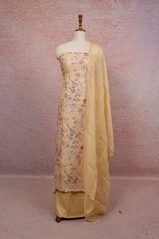 Sandal Soft Cotton Floral Print Unstitched Churidhar Material
