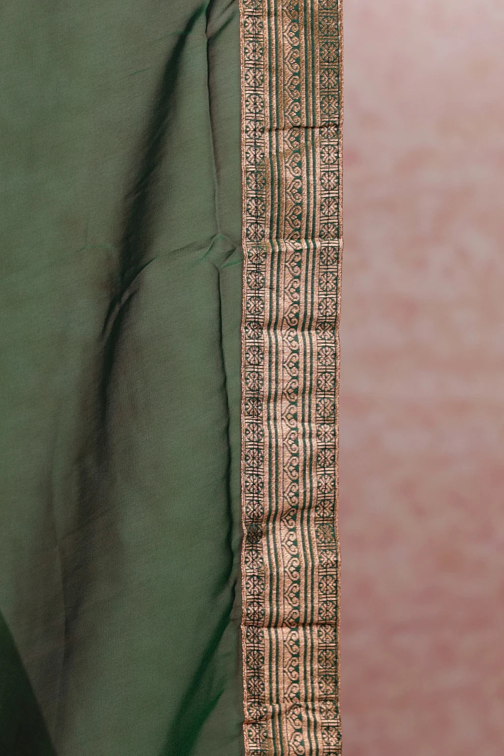 Maroon And Green Semi Silk Dhavani Set