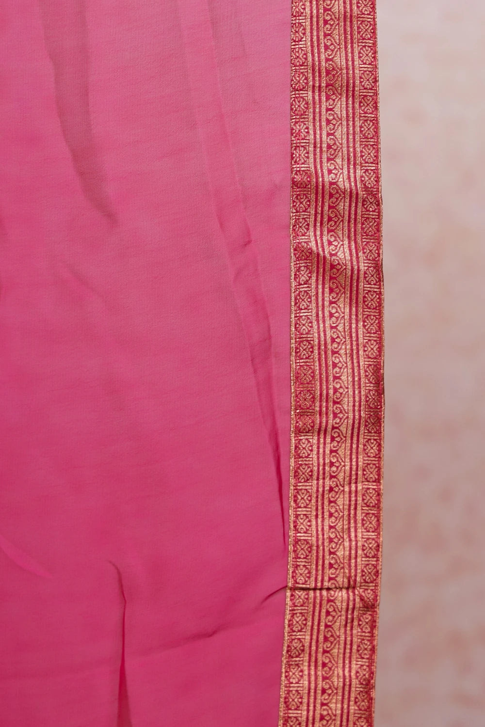 Bottle Green And Pink Semi Silk Dhavani Set