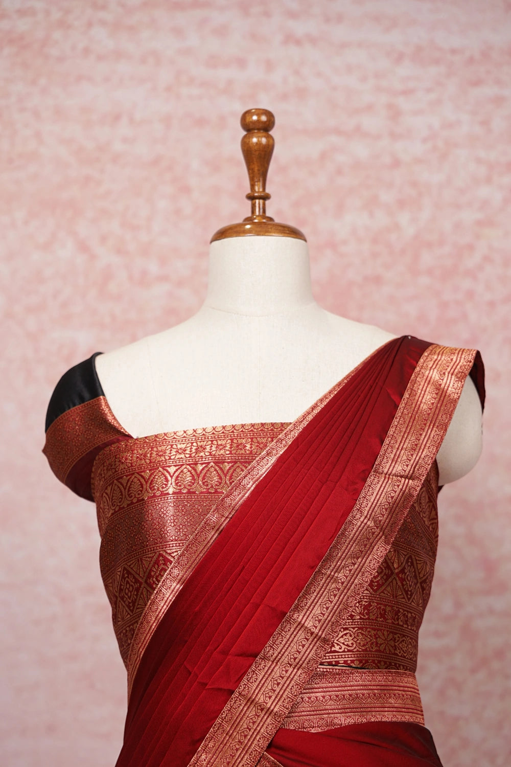 Black With Maroon Semi Silk Dhavani Set