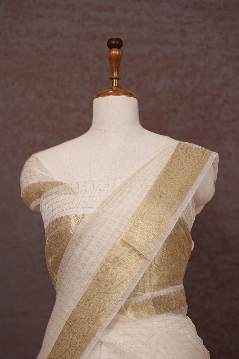 White Semi Organza Dhavani Set