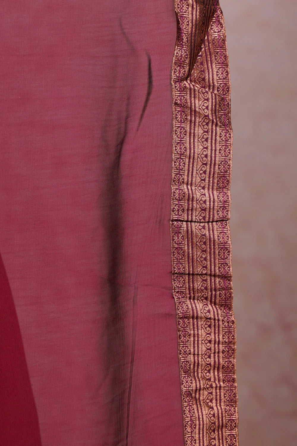 Mustard Yellow And Wine Semi Silk Dhavani Set