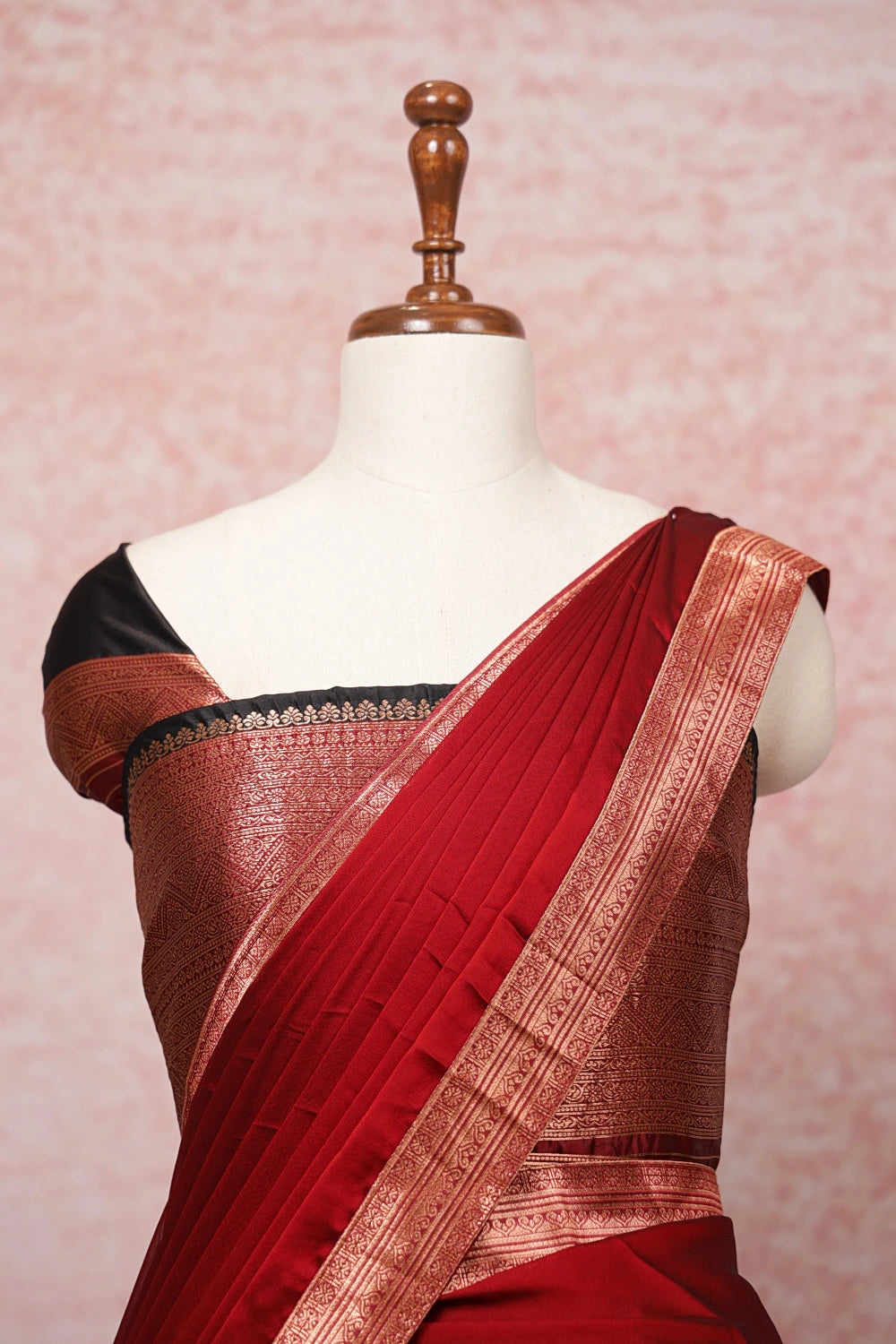 Black With Maroon Semi Silk Dhavani Set