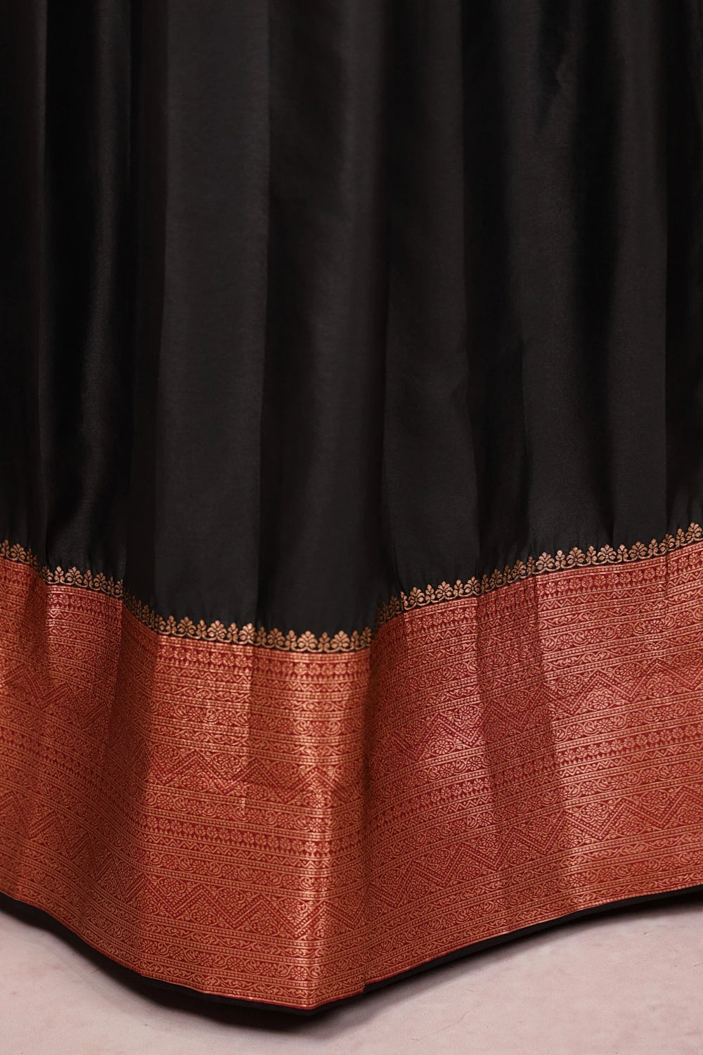 Black With Maroon Semi Silk Dhavani Set