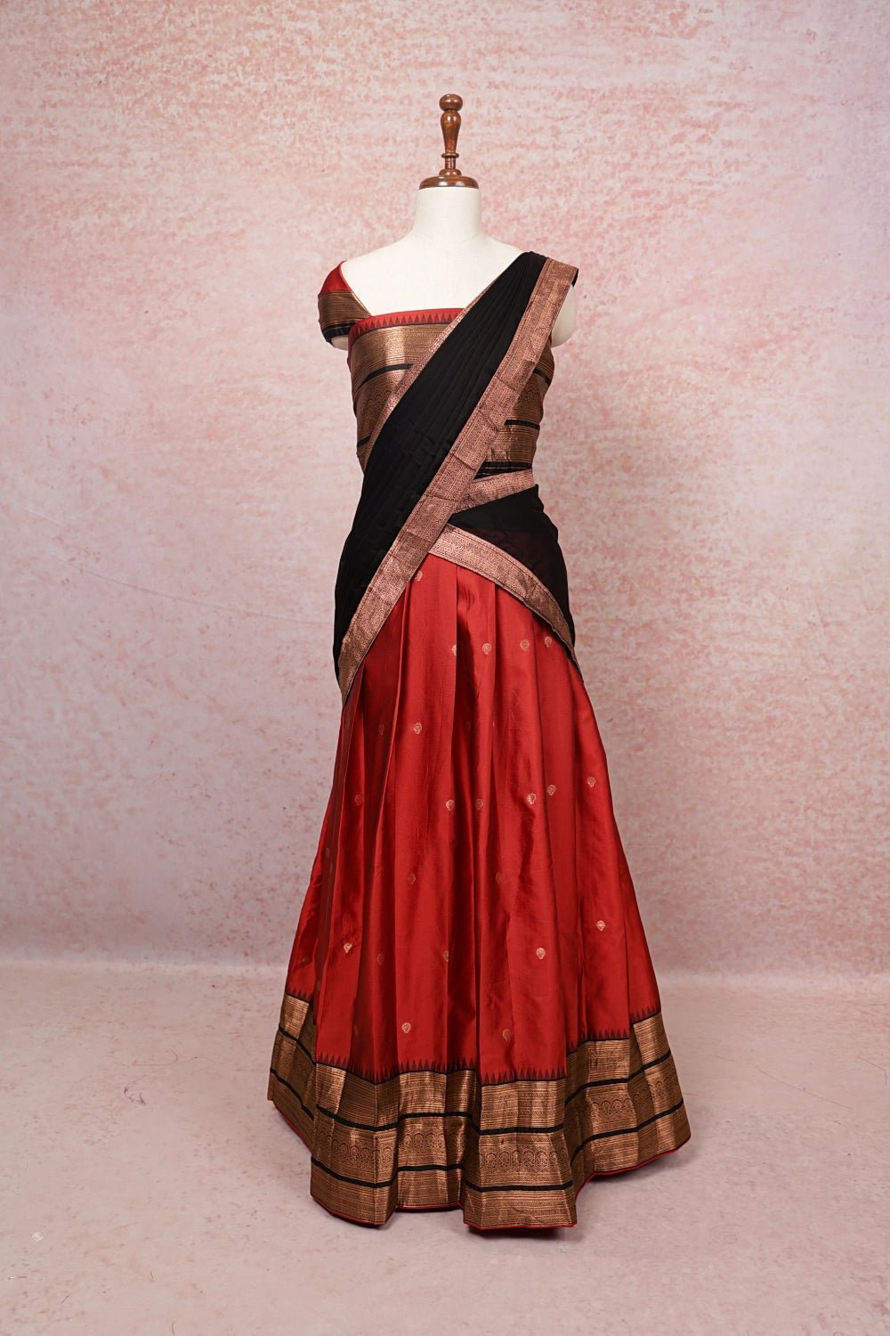 Burnt Orange And Black Dhavani Set