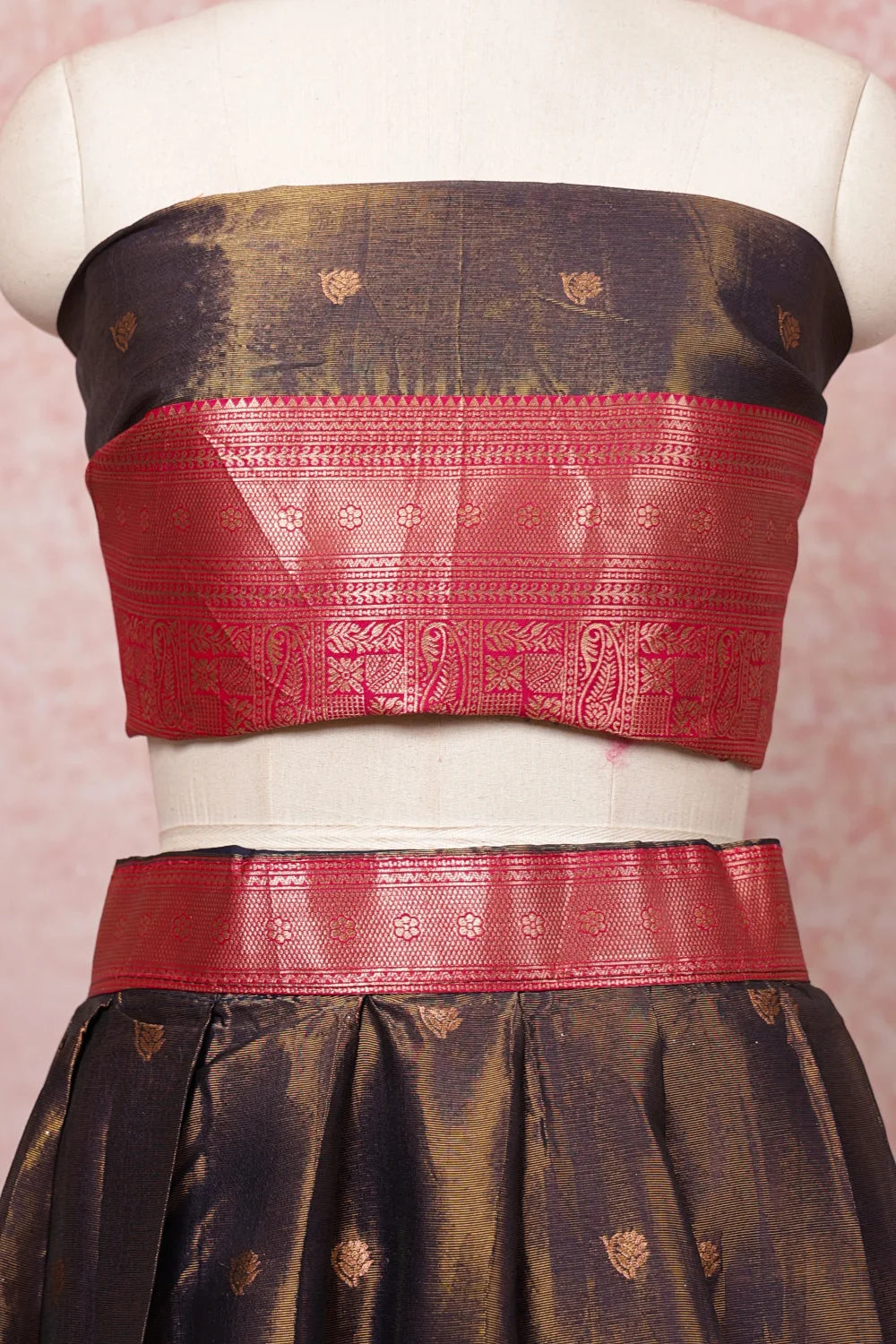 Navy And Magenta Tissue DhavanI Set
