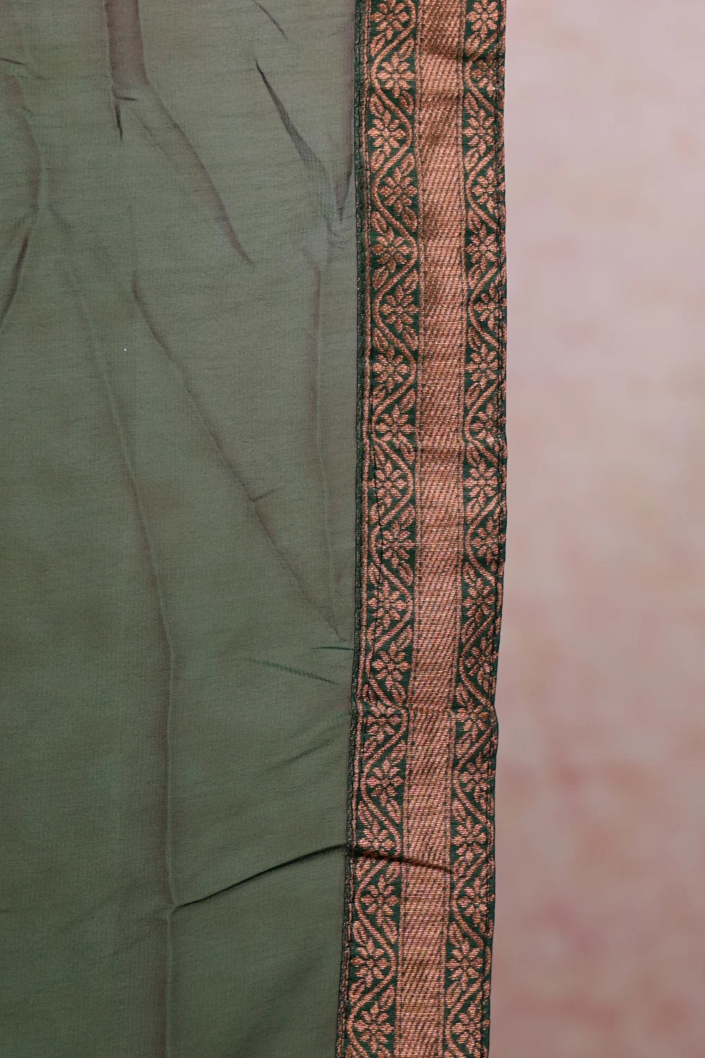 Maroon With Green Semi Tissue Dhavani Set