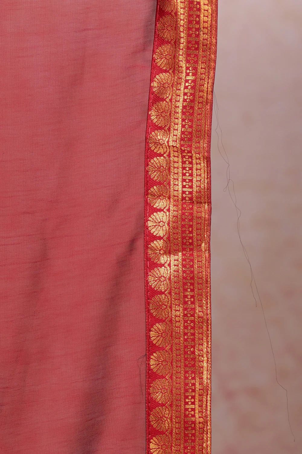 Yellow And Maroon Semi Silk  Dhavani Set