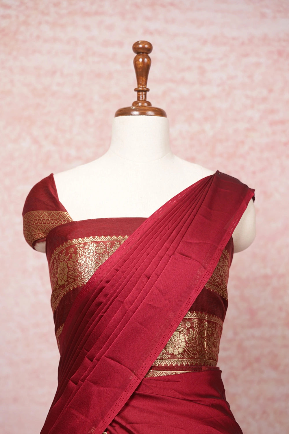 Maroon  Semi Chanderi Dhavani Set