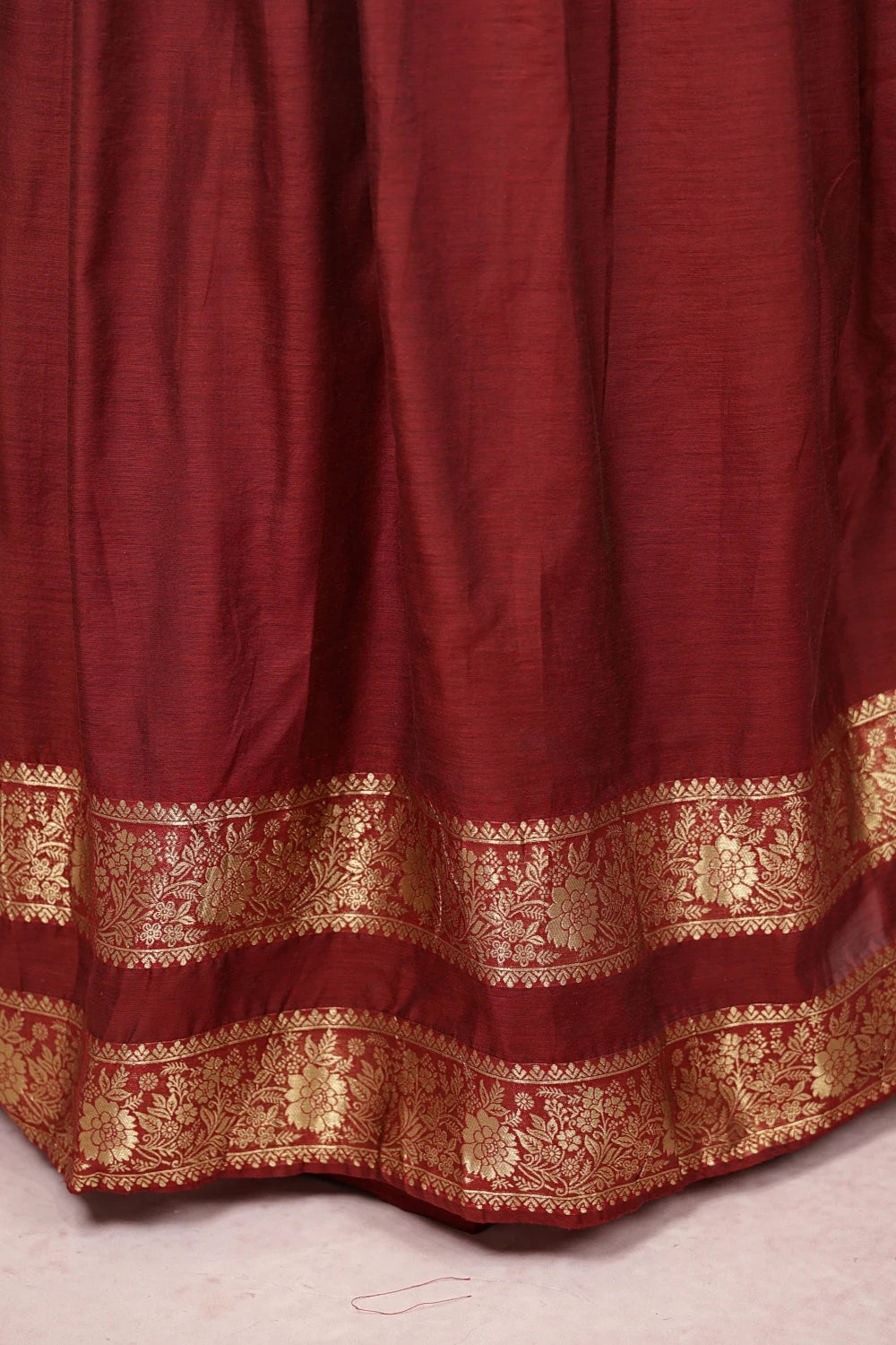 Maroon  Semi Chanderi Dhavani Set