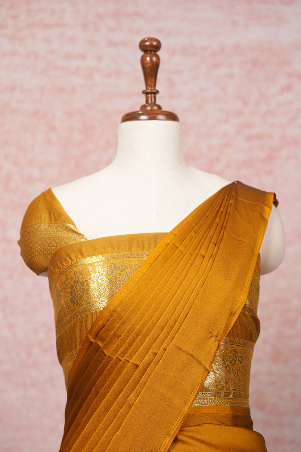 Mustard Yellow Semi Chanderi Dhavani Set