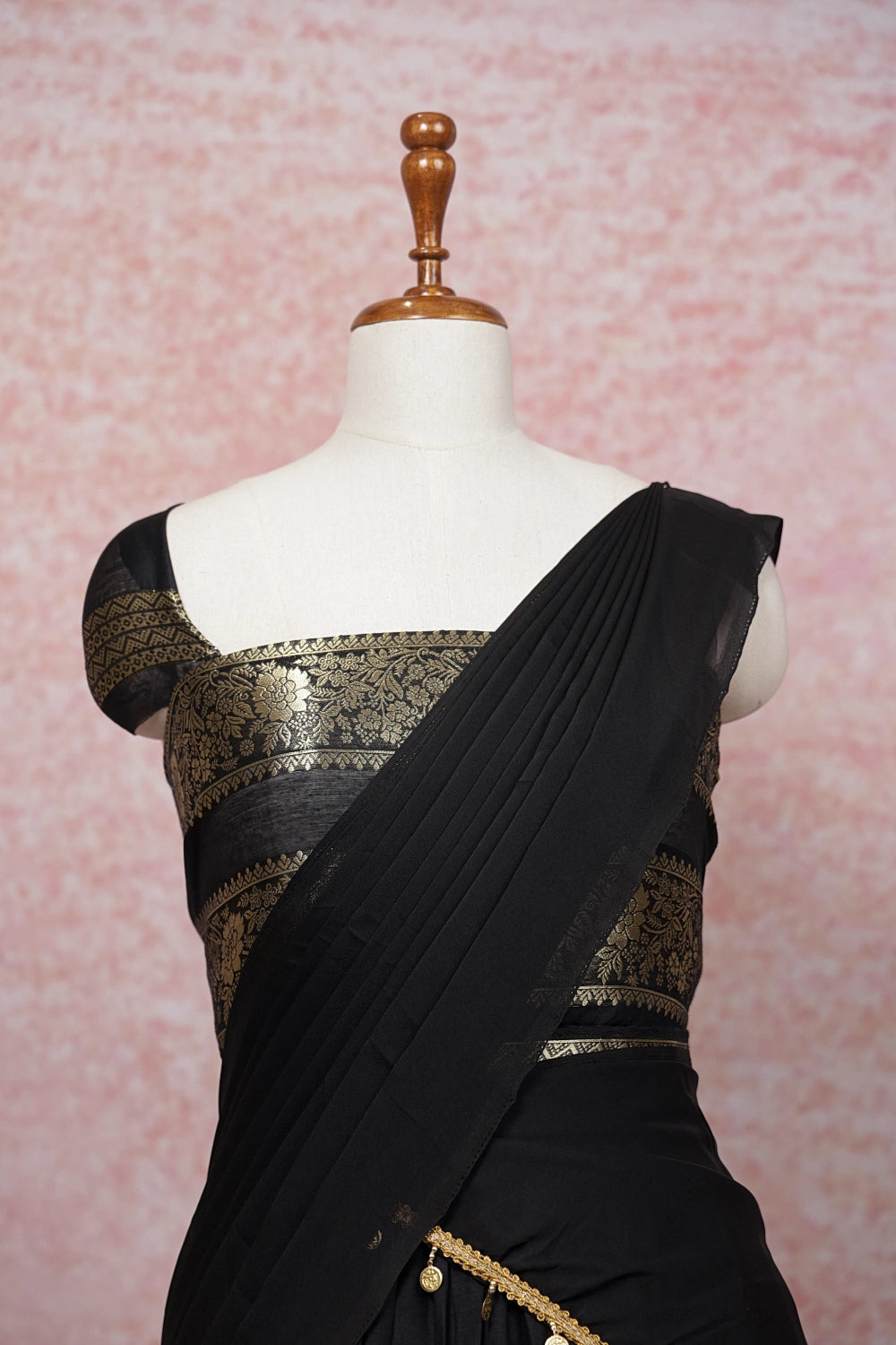 Black Semi Chanderi Dhavani Set