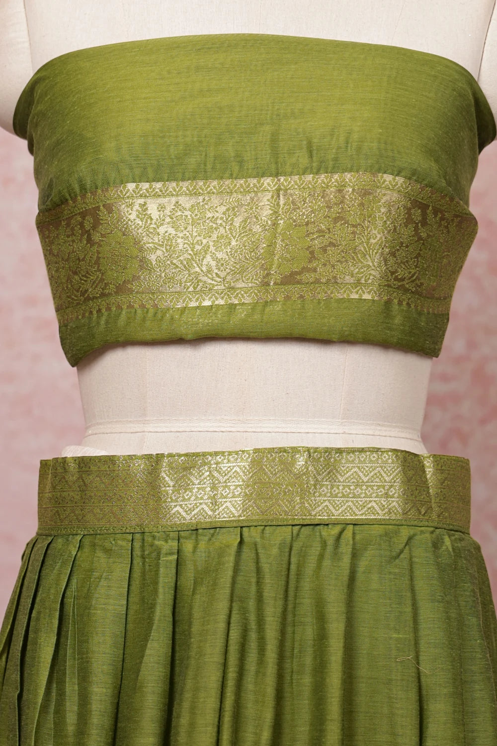 Light Olive Green Art Silk Dhavani Set