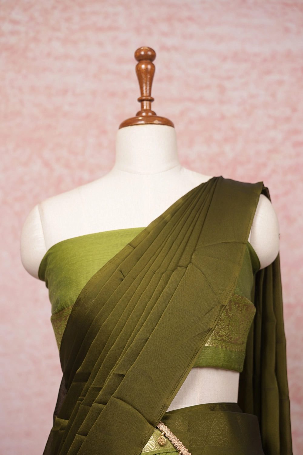 Light Olive Green Art Silk Dhavani Set