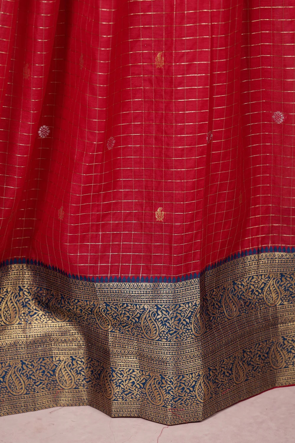 Magenta And Teal Blue Semi Chanderi Dhavani Set