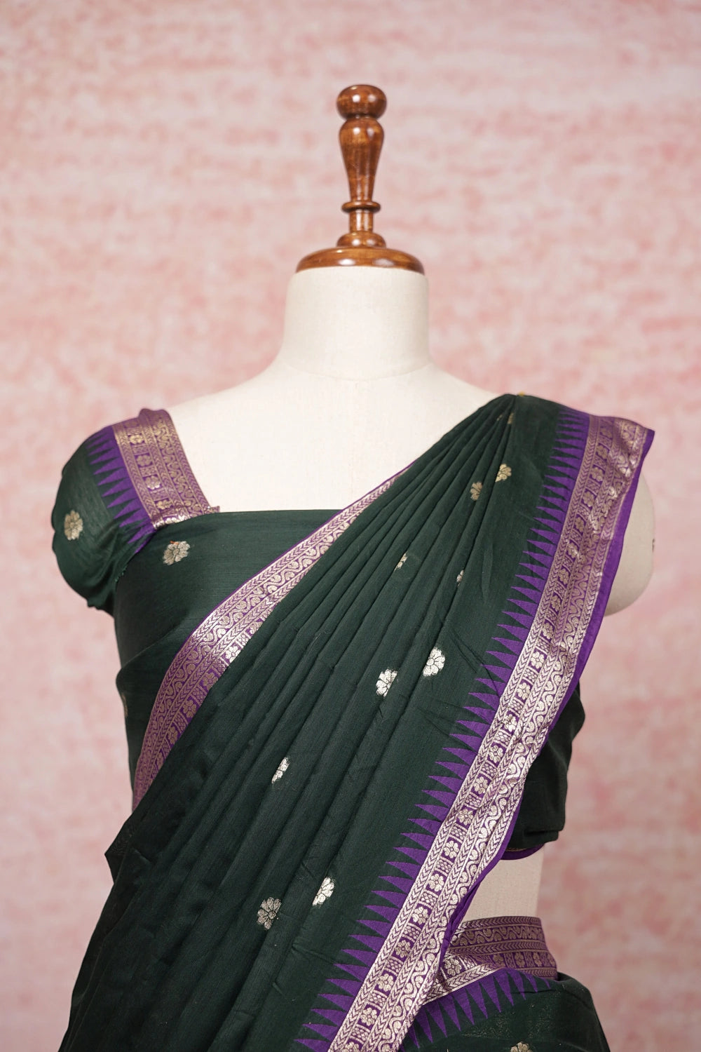Dark Violet And Forest Green Art Silk Dhavani Set