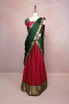 Ruby And Green Art Silk Dhavani Set