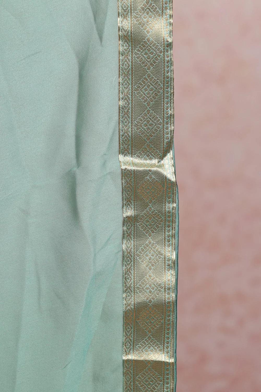 Green And Pista Green Semi Chanderi Dhavani Set