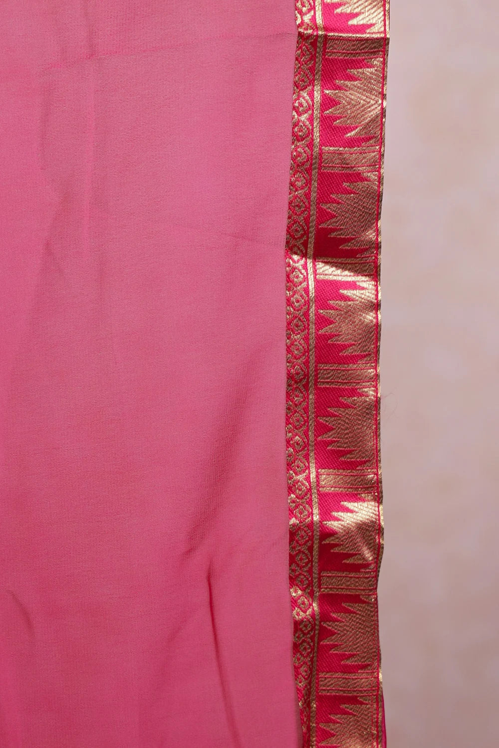 Blue And Pink Semi Chanderi Dhavani Set