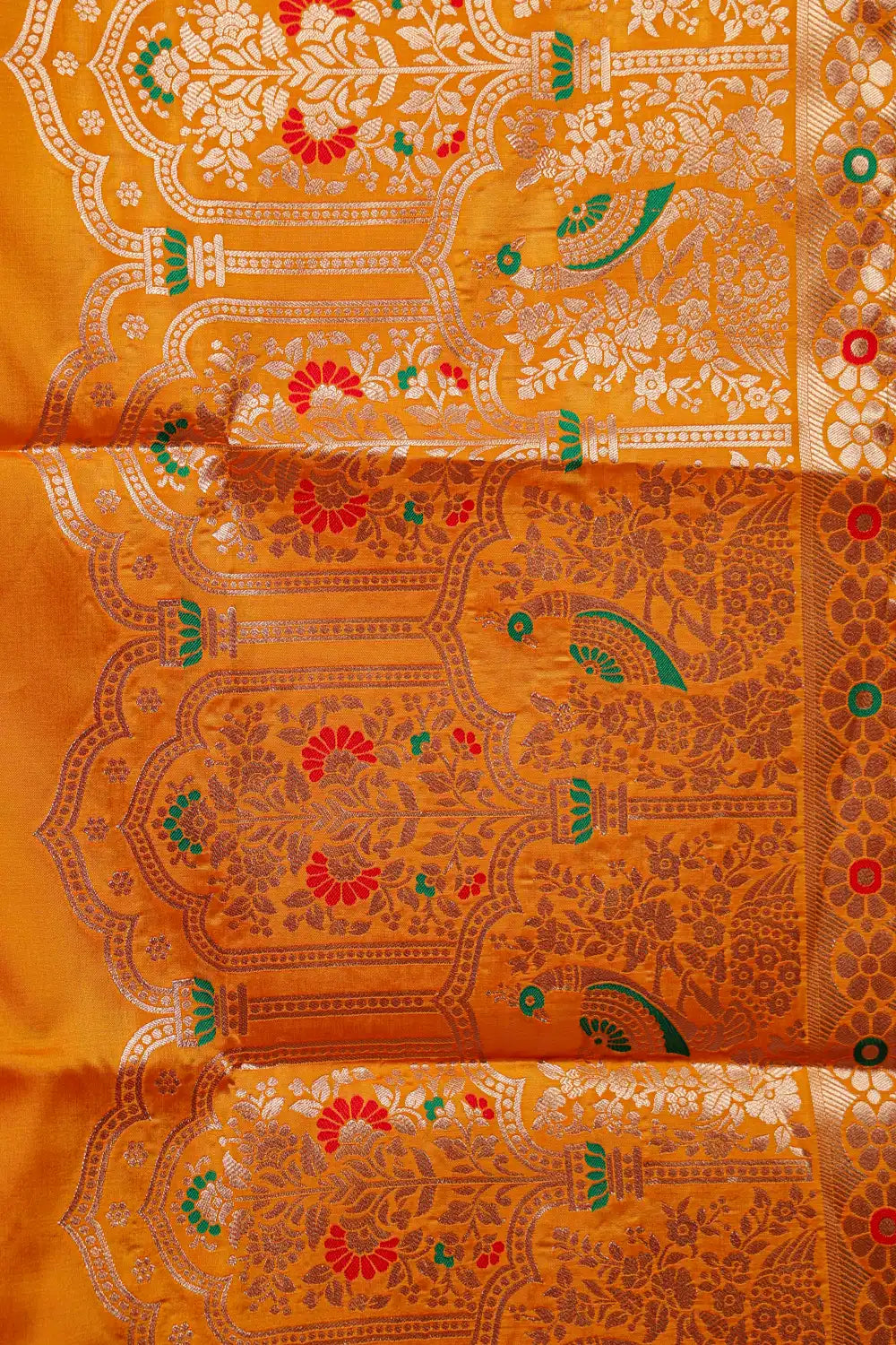 Rani Pink And Yellow Semi Banarasi Dhavani Set