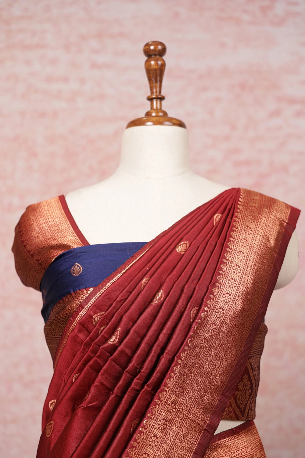 Navy And Maroon Semi Silk Dhavani Set