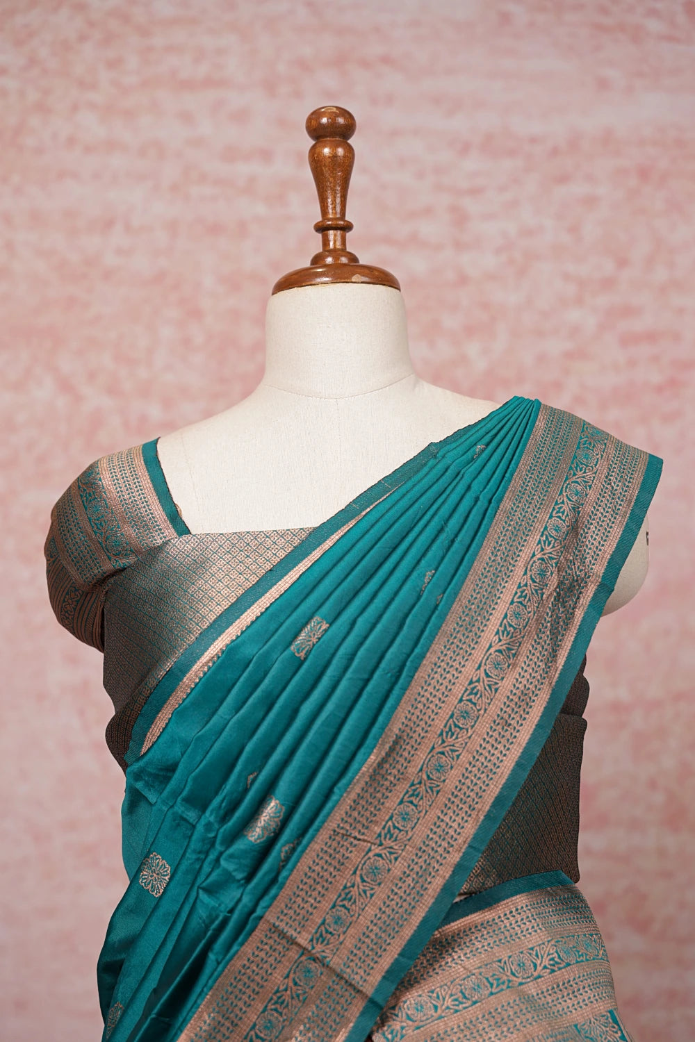 Wine And Sapphire Green Semi Chanderi Dhavani Set
