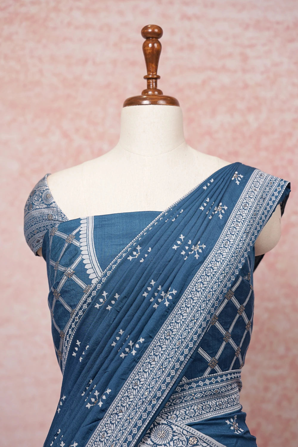 Light Blue Semi Chanderi Dhavani Set