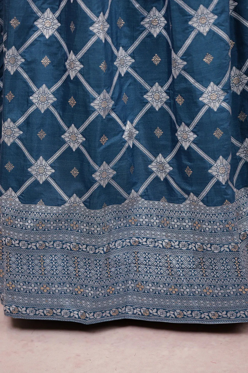 Light Blue Semi Chanderi Dhavani Set