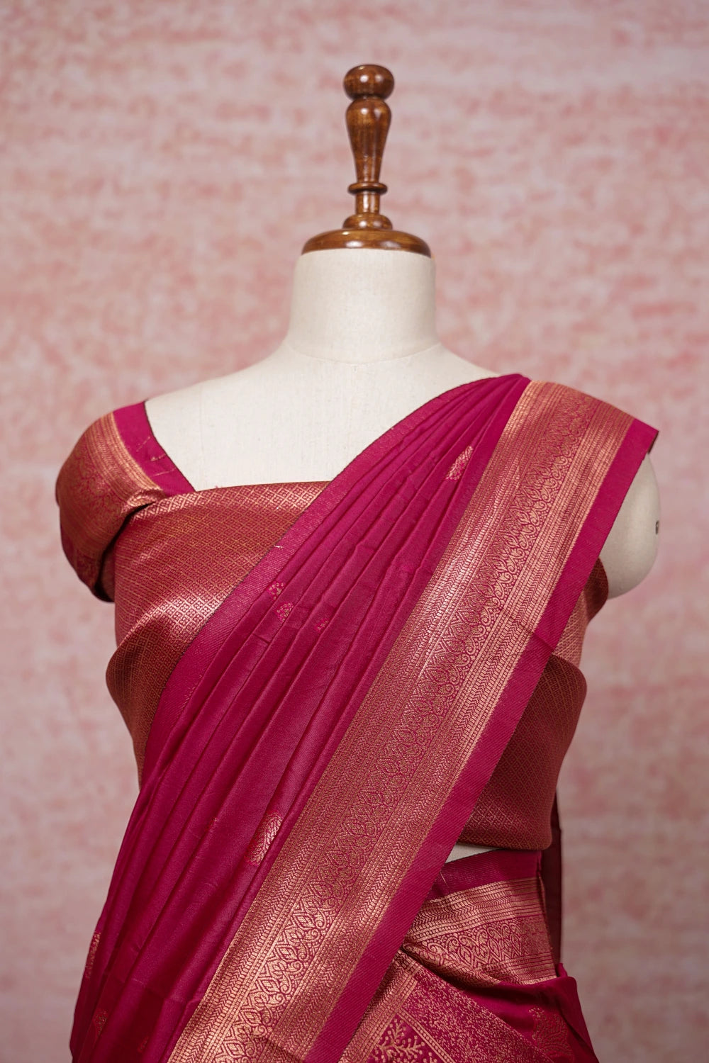 Pink And Organge Semi Chanderi Dhavani Set
