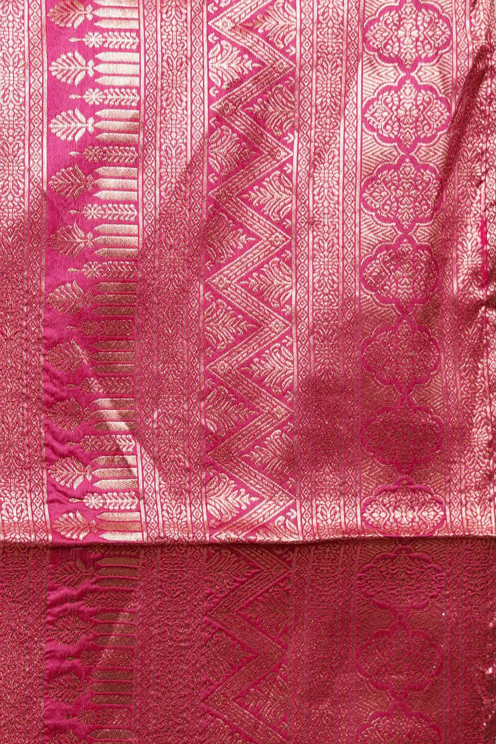 Pista Green And Magenta Semi Chanderi Dhavani Set
