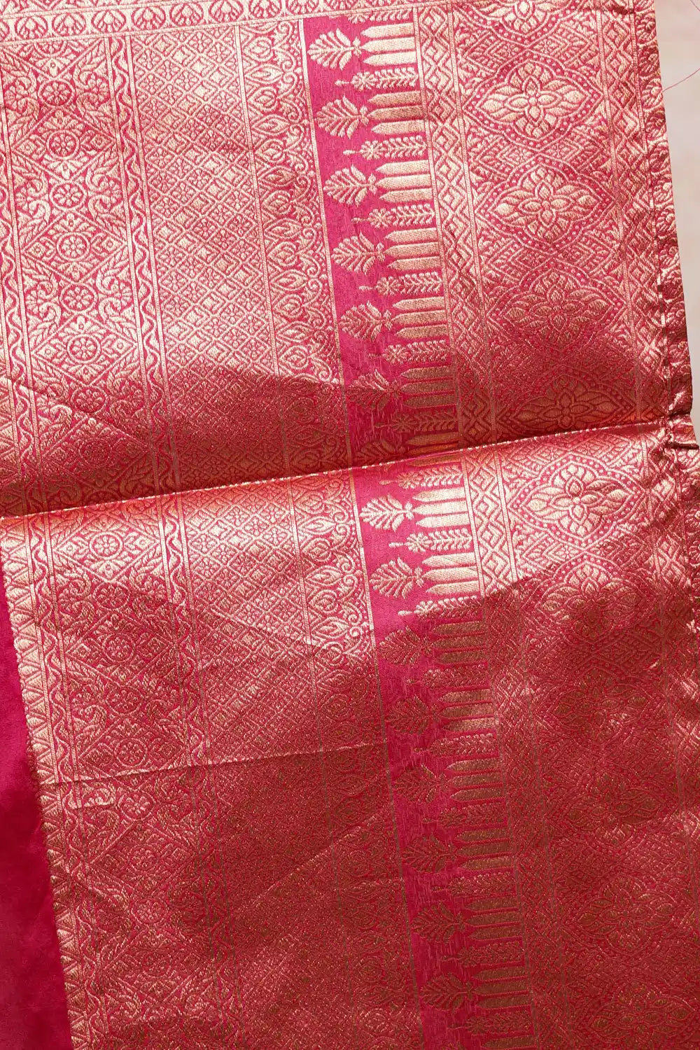 Baby Pink With Magenta Semi Chanderi Dhavani Set