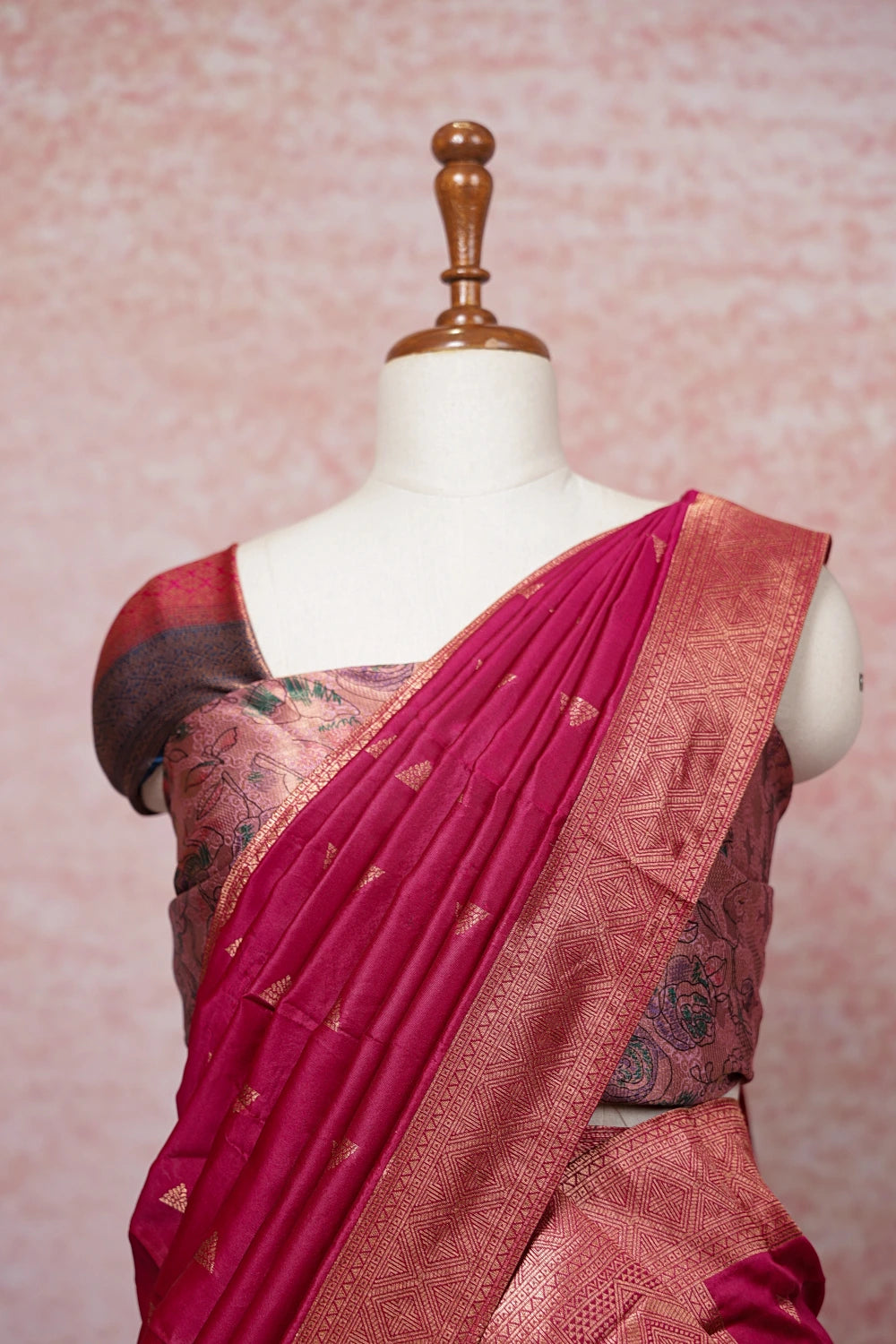 Dusty Rose And Pink Semi Chanderi Dhavani Set