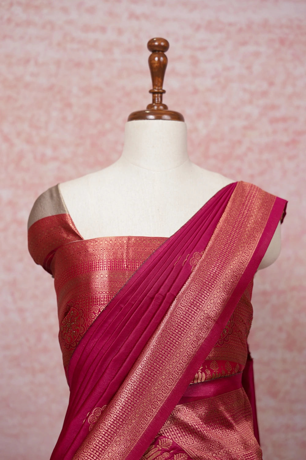Grey With Magenta Pink Semi Chanderi Dhavani Set